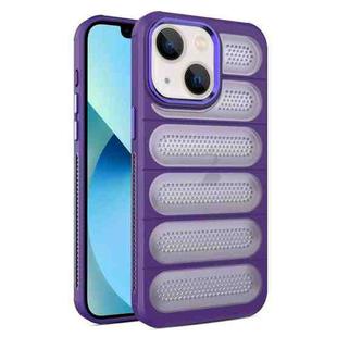 For iPhone 13 Cooling Armor Translucent Mesh Breathable Phone Case(Purple)