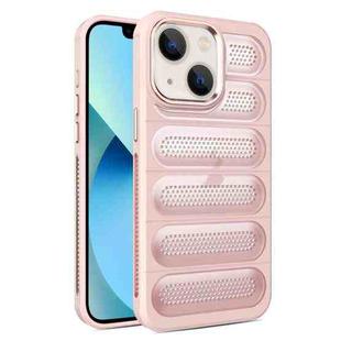 For iPhone 13 Cooling Armor Translucent Mesh Breathable Phone Case(Pink)
