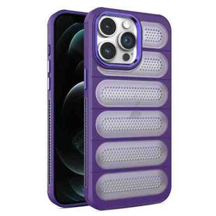 For iPhone 12 Pro Max Cooling Armor Translucent Mesh Breathable Phone Case(Purple)