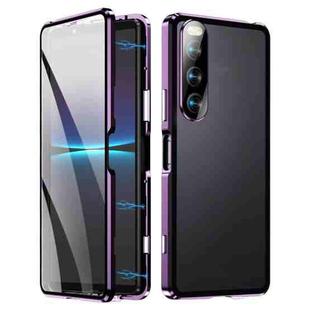 For Sony Xperia 10 V HD Magnetic Metal Tempered Glass Phone Case(Purple)