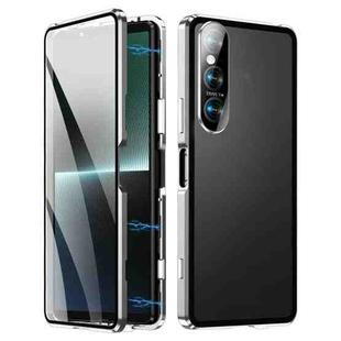 For Sony Xperia 1 VI HD Magnetic Metal Tempered Glass Phone Case(Silver)