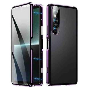 For Sony Xperia 1 VI HD Magnetic Metal Tempered Glass Phone Case(Purple)