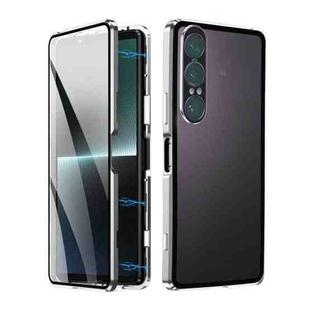 For Sony Xperia 1 VII HD Magnetic Metal Tempered Glass Phone Case(Silver)