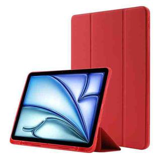 For iPad Air 11 2024 Skin Feel Tri-fold Leather Tablet Case with Pen Slot(Red)