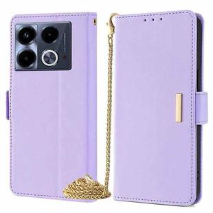 For Infinix Note 40 4G Crossbody Chain Leather Phone Case(Purple)