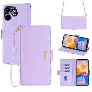 For Infinix Hot 40i 4G Crossbody Chain Leather Phone Case(Purple)