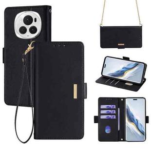 For Honor Magic6 Pro Crossbody Chain Leather Phone Case(Black)