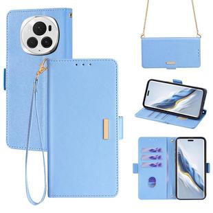 For Honor Magic6 Pro Crossbody Chain Leather Phone Case(Blue)