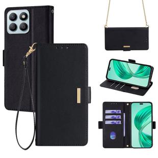 For Honor X8b Crossbody Chain Leather Phone Case(Black)
