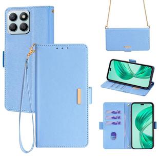 For Honor X8b Crossbody Chain Leather Phone Case(Blue)
