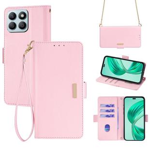 For Honor X8b Crossbody Chain Leather Phone Case(Pink)
