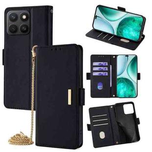 For Honor X8c 4G Global Crossbody Chain Leather Phone Case(Black)