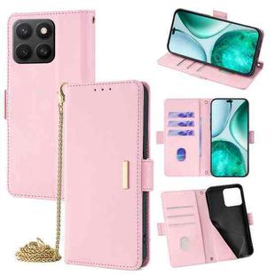 For Honor X8c 4G Global Crossbody Chain Leather Phone Case(Pink)