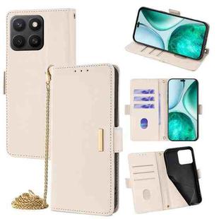For Honor X8c 4G Global Crossbody Chain Leather Phone Case(White)
