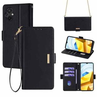 For Xiaomi Poco M5 4G Crossbody Chain Leather Phone Case(Black)