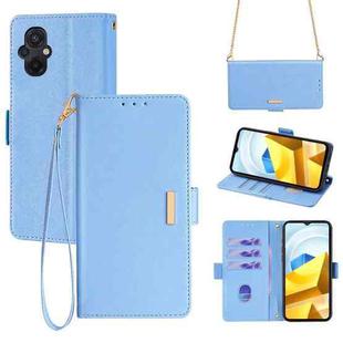 For Xiaomi Poco M5 4G Crossbody Chain Leather Phone Case(Blue)