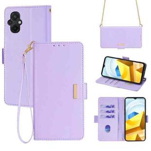For Xiaomi Poco M5 4G Crossbody Chain Leather Phone Case(Purple)