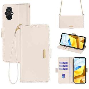 For Xiaomi Poco M5 4G Crossbody Chain Leather Phone Case(White)