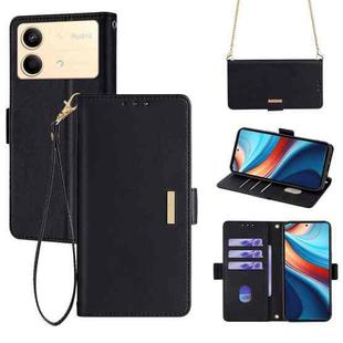 For Xiaomi Redmi Note 13R Pro 5G Crossbody Chain Leather Phone Case(Black)