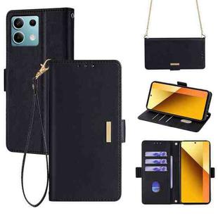 For Xiaomi Redmi Note 13 4G Crossbody Chain Leather Phone Case(Black)