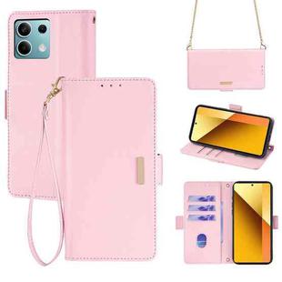 For Xiaomi Redmi Note 13 4G Crossbody Chain Leather Phone Case(Pink)