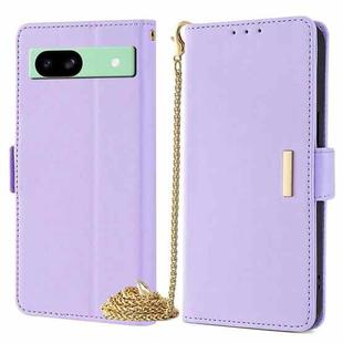 For Google Pixel 8a Crossbody Chain Leather Phone Case(Purple)