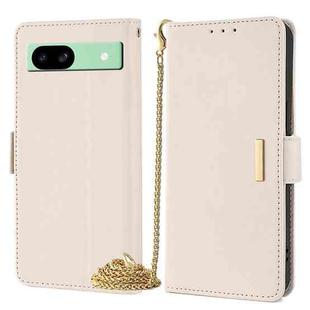 For Google Pixel 8a Crossbody Chain Leather Phone Case(White)