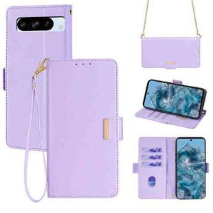 For Google Pixel 8 Pro Crossbody Chain Leather Phone Case(Purple)