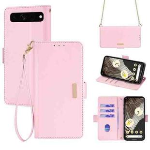 For Google Pixel 7 Pro Crossbody Chain Leather Phone Case(Pink)