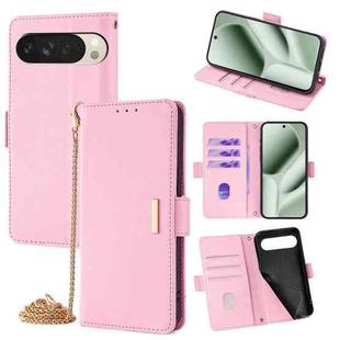 For Google Pixel 10 / 10 Pro / 9 Pro Crossbody Chain Leather Phone Case(Pink)