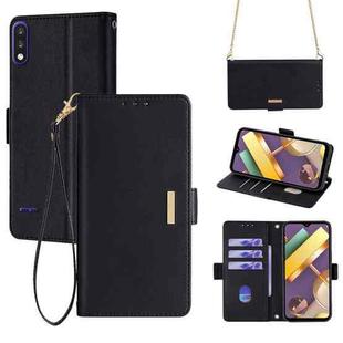 For LG K22 Crossbody Chain Leather Phone Case(Black)