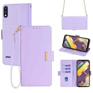 For LG K22 Crossbody Chain Leather Phone Case(Purple)