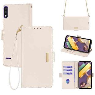 For LG K22 Crossbody Chain Leather Phone Case(White)