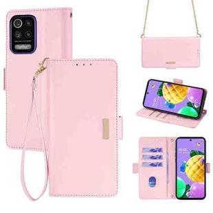 For LG K52 Crossbody Chain Leather Phone Case(Pink)