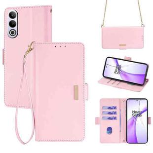 For OnePlus Ace 3V 5G Crossbody Chain Leather Phone Case(Pink)