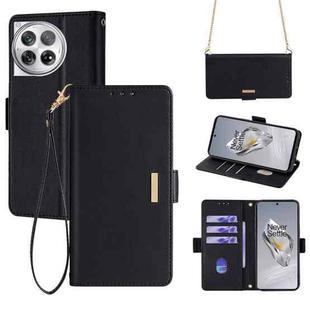 For OnePlus 12 5G Crossbody Chain Leather Phone Case(Black)