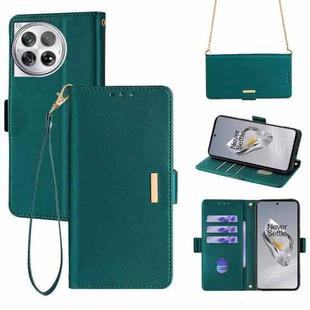 For OnePlus 12 5G Crossbody Chain Leather Phone Case(Green)