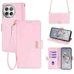 For OnePlus 12 5G Crossbody Chain Leather Phone Case(Pink)