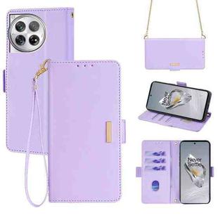 For OnePlus 12 5G Crossbody Chain Leather Phone Case(Purple)