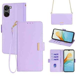 For ZTE Axon 40 Lite 4G Crossbody Chain Leather Phone Case(Purple)