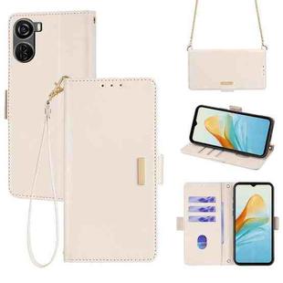 For ZTE Axon 40 Lite 4G Crossbody Chain Leather Phone Case(White)