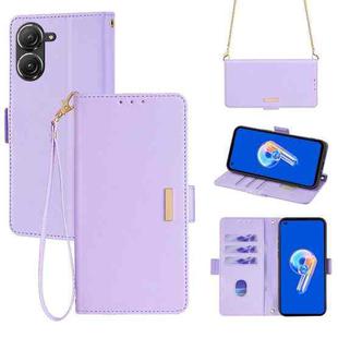 For ASUS Zenfone 9 / 9Z Crossbody Chain Leather Phone Case(Purple)