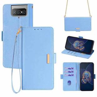 For ASUS Zenfone 8 Flip ZS672KS Crossbody Chain Leather Phone Case(Blue)