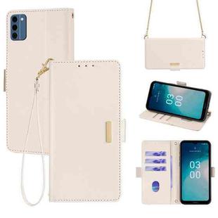 For Nokia C300 4G US Crossbody Chain Leather Phone Case(White)