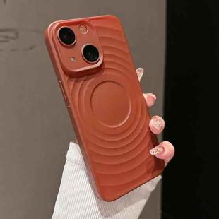 For iPhone 15 Wave Texture PC Shockproof Phone Case(Maroon Red)