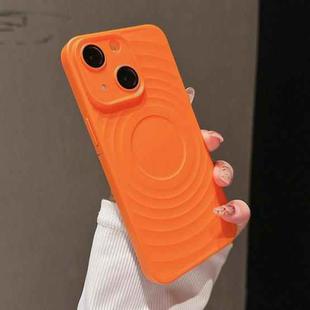 For iPhone 14 Wave Texture PC Shockproof Phone Case(Orange)