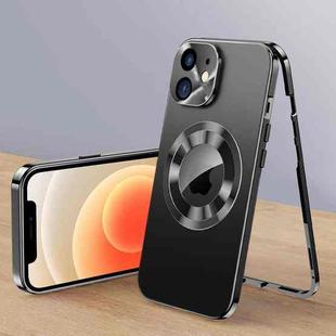 For iPhone 12 Magnetic HD Tempered Glass Phone Case(Black)