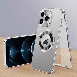 For iPhone 12 Pro Max Magnetic HD Tempered Glass Phone Case(Silver)