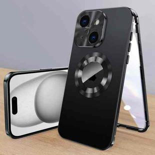For iPhone 15 Magnetic HD Tempered Glass Phone Case(Black)