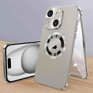 For iPhone 15 Magnetic HD Tempered Glass Phone Case(Titanium)